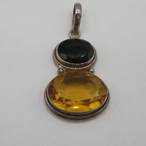 Vintage Silver Tone Faceted Gems Pendant